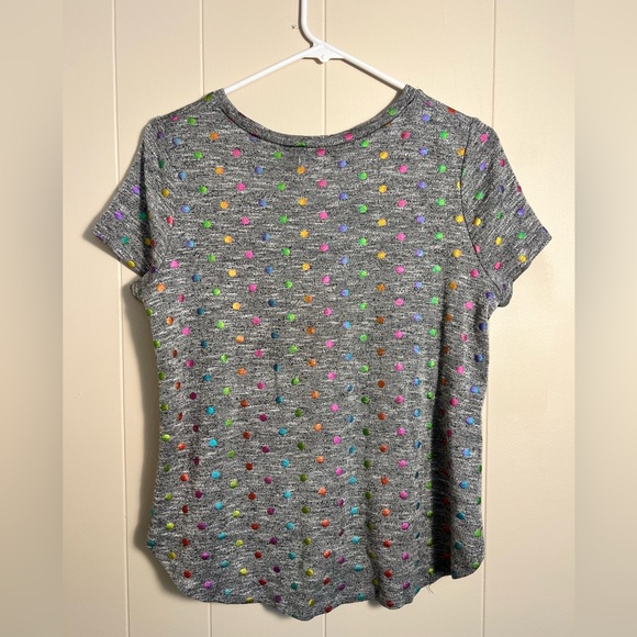 Love, Fire Girls XL Gray Multi-colored Polka dot High-low Brushed Knit Tee - Picture 2 of 7